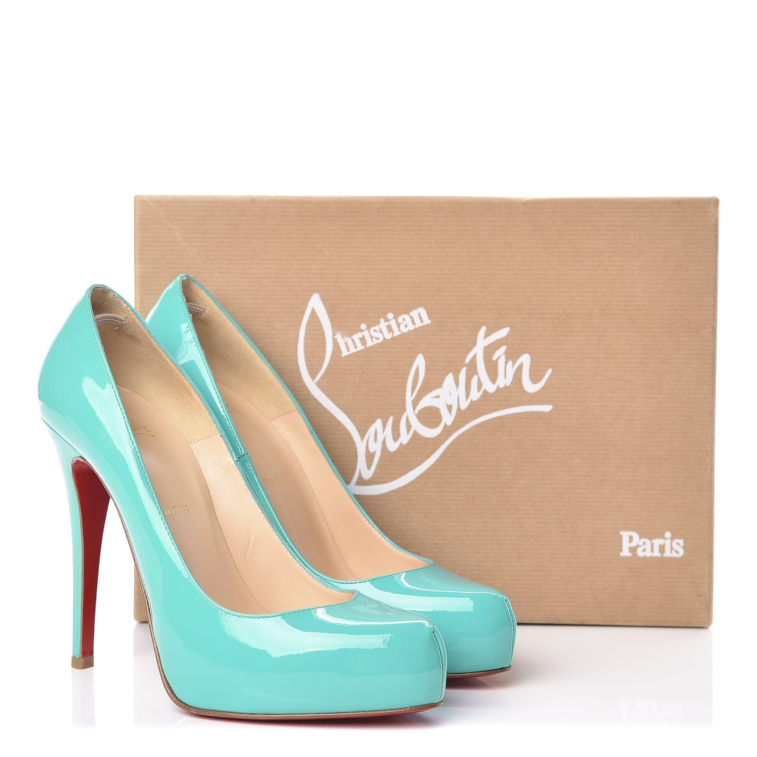 Christian Louboutin Patent Rolando 120 Pumps 38 Turquoise 8 of 8