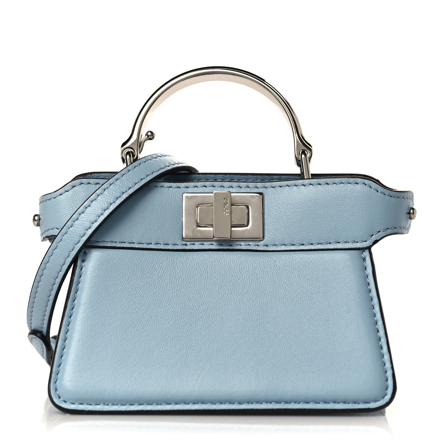 Shiny Nappa Nano Peekaboo Maxi Handle Satchel Azzurro Baby