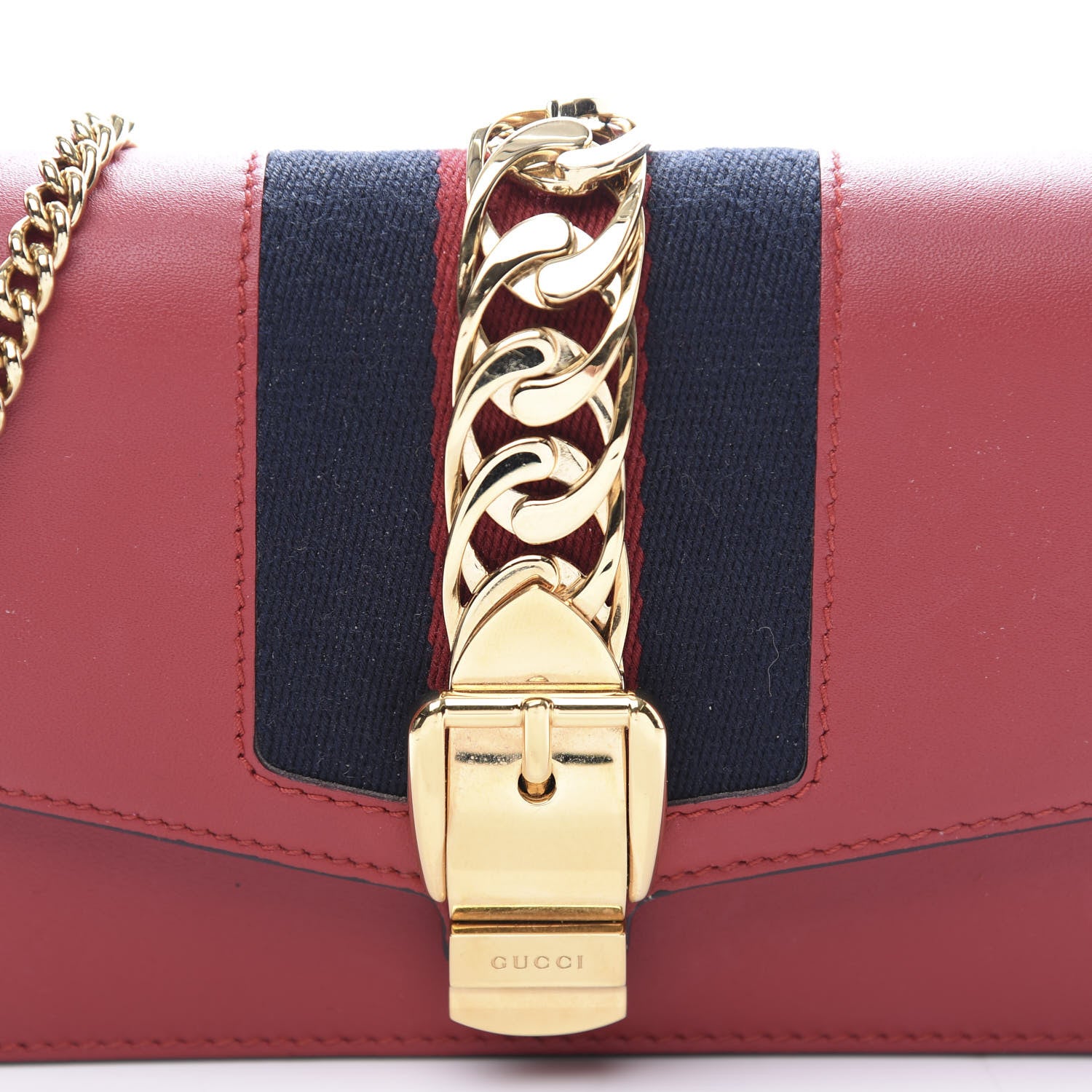 Gucci Calfskin Super Mini Sylvie Chain Shoulder Bag Hibiscus Red 9 of 10