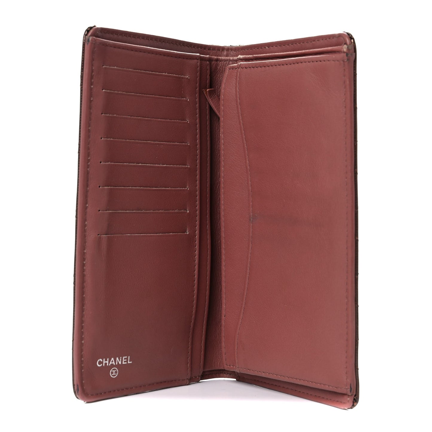 Striated Patent Yen Wallet Pink