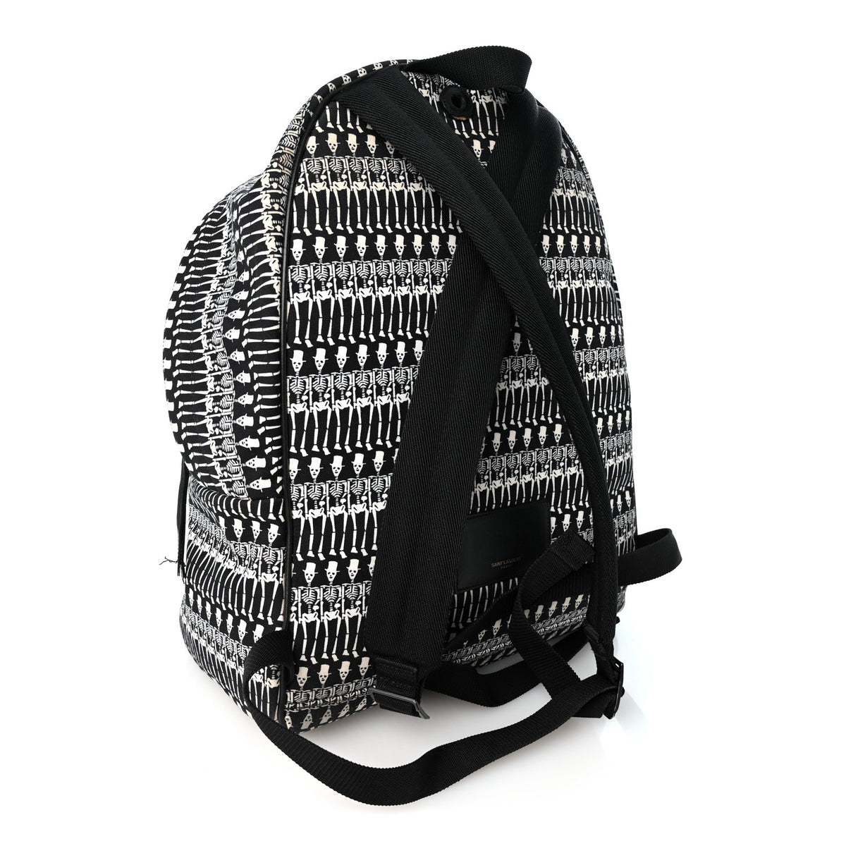 Nylon City Skeleton Print Backpack Black White
