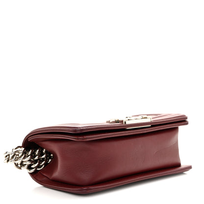 Chanel Calfskin Chevron Quilted Small Boy Flap Burgundy 4 of 13
