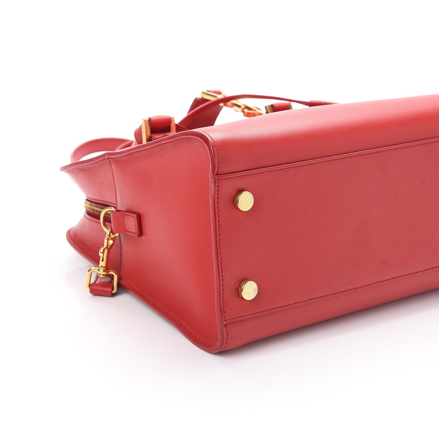 Saint Laurent Calfskin Small Monogram Cabas Lipstick Red 10 of 12