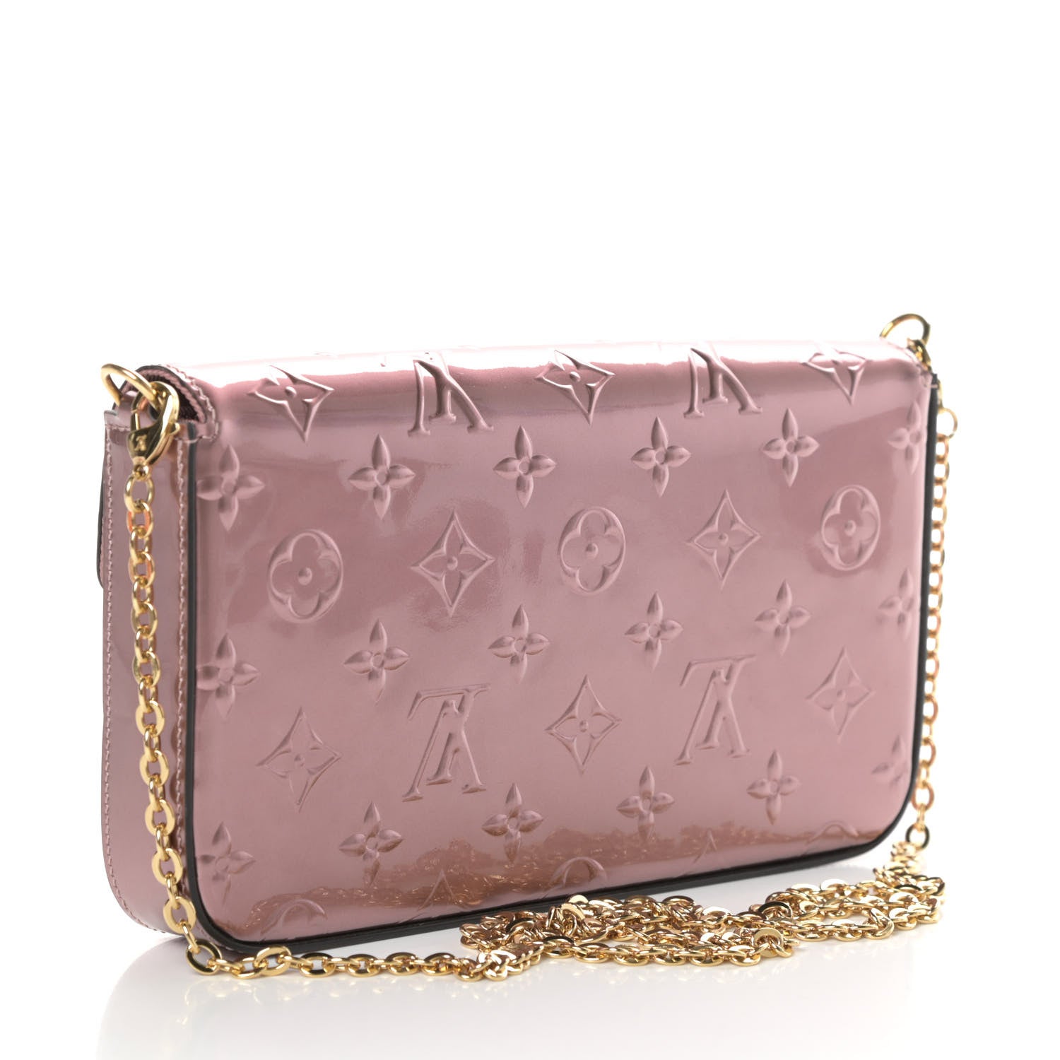 Louis Vuitton Vernis Pochette Felicie Chain Wallet Metallic Pale Pink 4 of 10