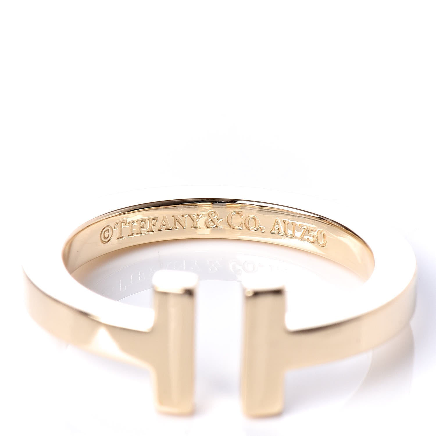 Tiffany 18K Yellow Gold T Square Ring 54 7 4 of 4