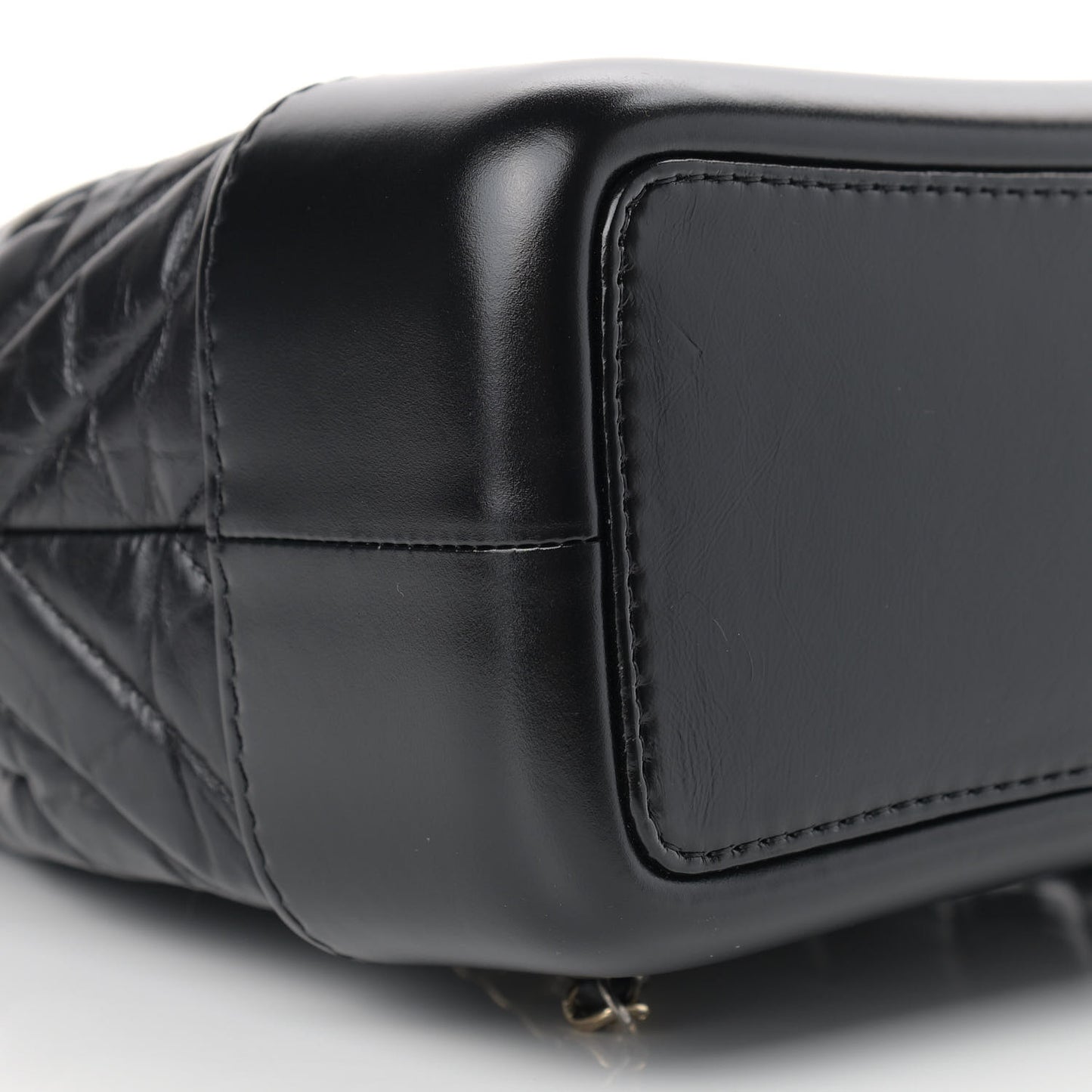 Aged Calfskin Chevron Quilted Small Gabrielle Backpack Black