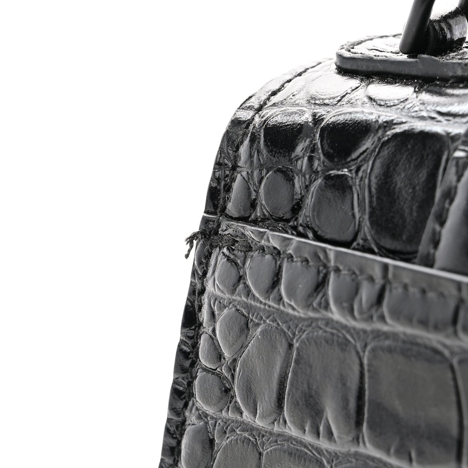 Balenciaga Shiny Calfskin Monochrome Crocodile Embossed Hourglass Top Handle Bag XS Black 10 of 10