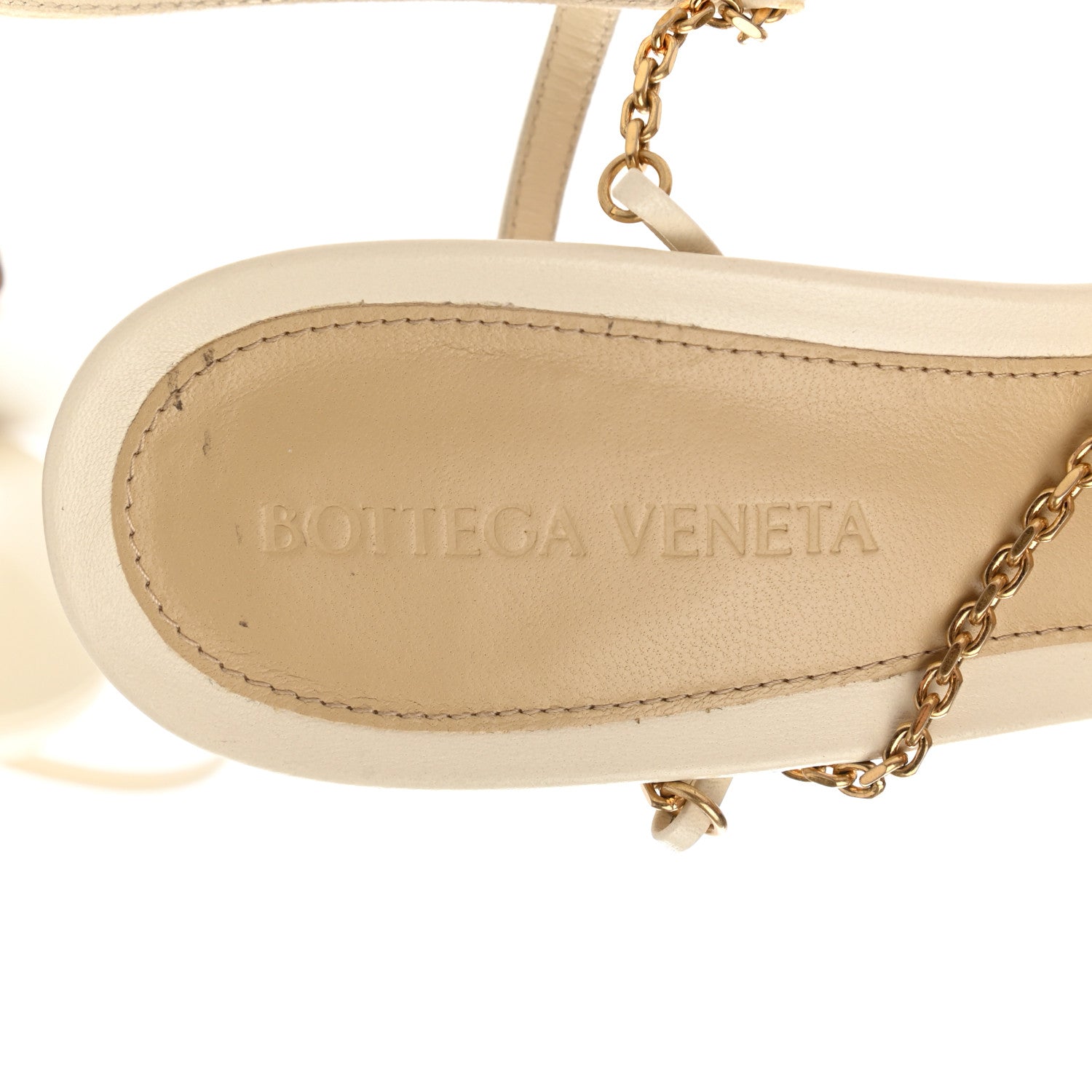 Bottega Veneta Lambskin Stretch Chain Strap 90mm Sandals 38.5 Sea Salt 6 of 7