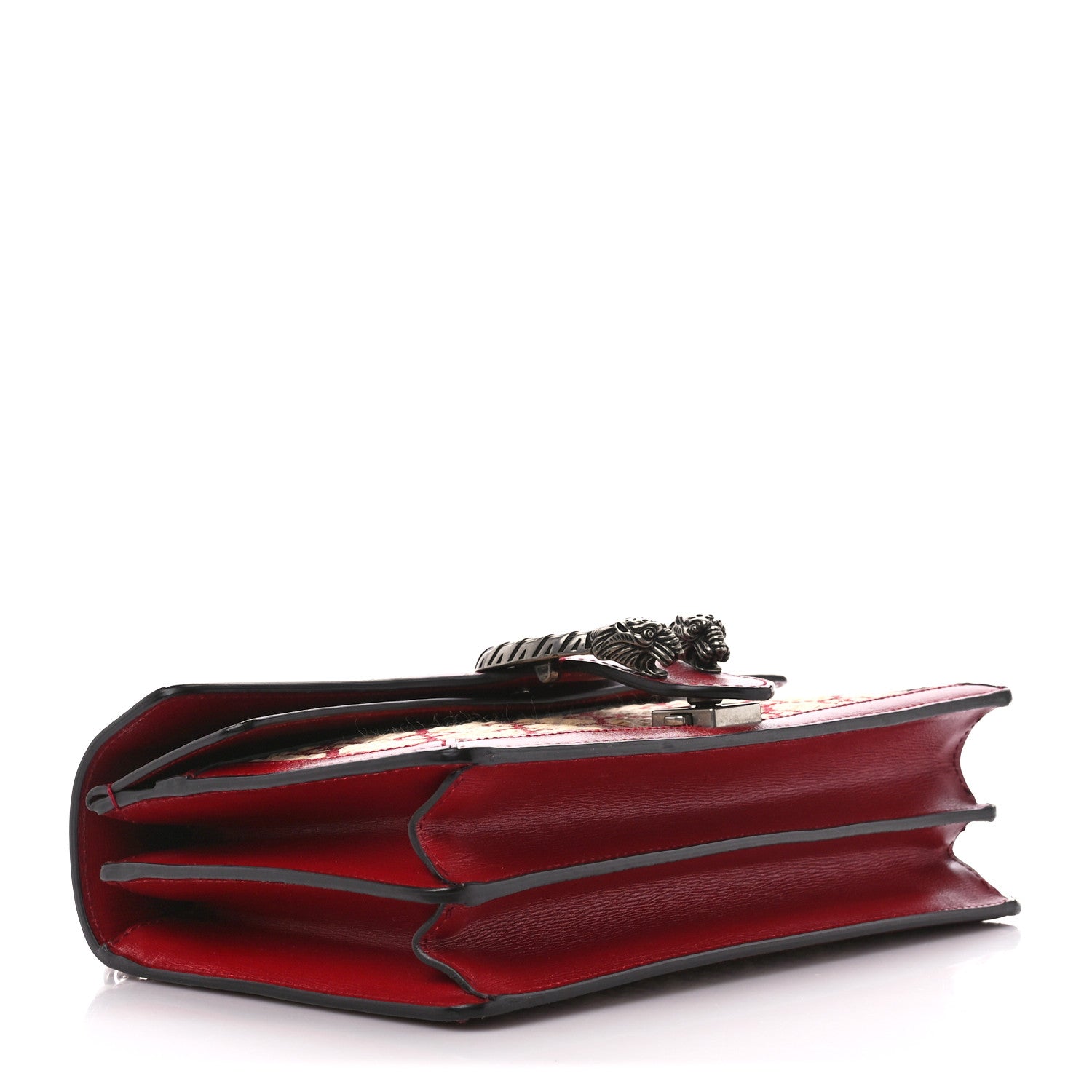 Gucci Straw Jacquard Azalea Calfskin GG Monogram Small Dionysus Shoulder Bag Natural New Cherry Red 4 of 11