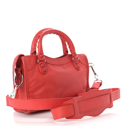 Balenciaga Matte Goatskin Rubber Covered Classic Hardware Mini City Rouge Coquelicot Rouge Braise 3 of 12