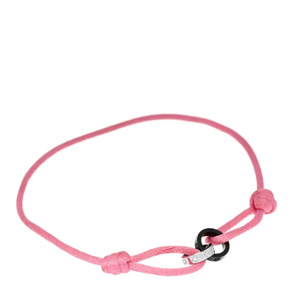 Cartier 18K White Gold Ceramic 4 Diamond LOVE Cord Bracelet Pink 1 of 6