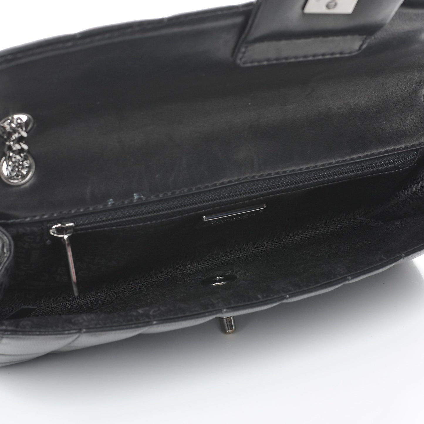 Lambskin East West Chocolate Bar Chain Flap Black