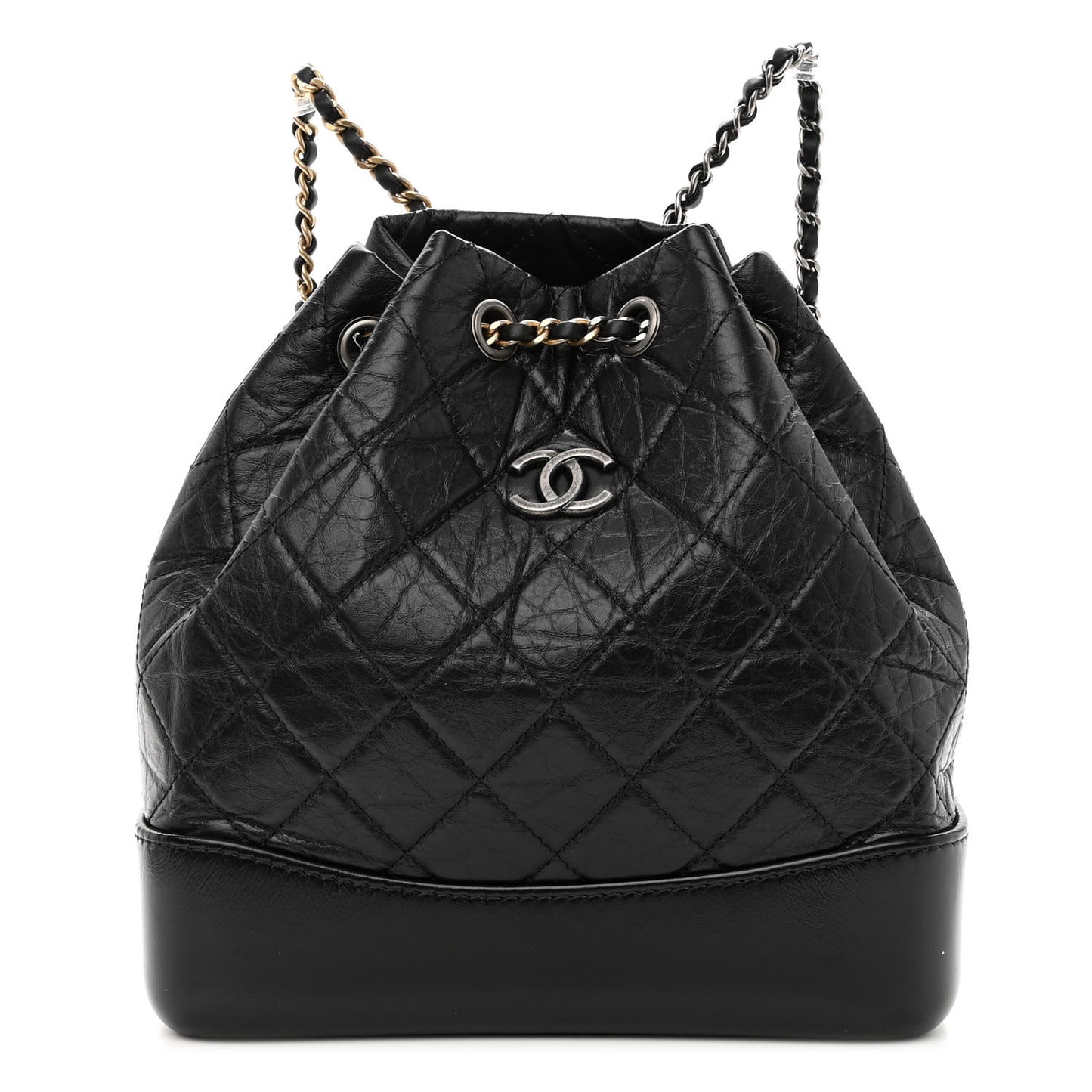 Aged Calfskin Quilted Small Gabrielle Backpack Black