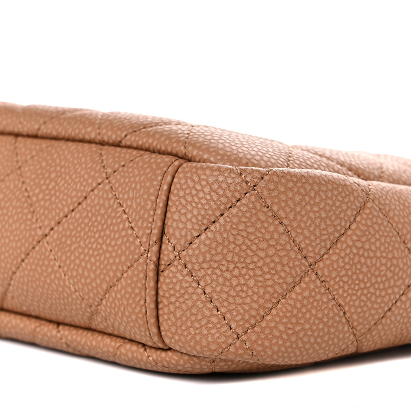 Iridescent Caviar Quilted Coco Tassel Camera Case Beige