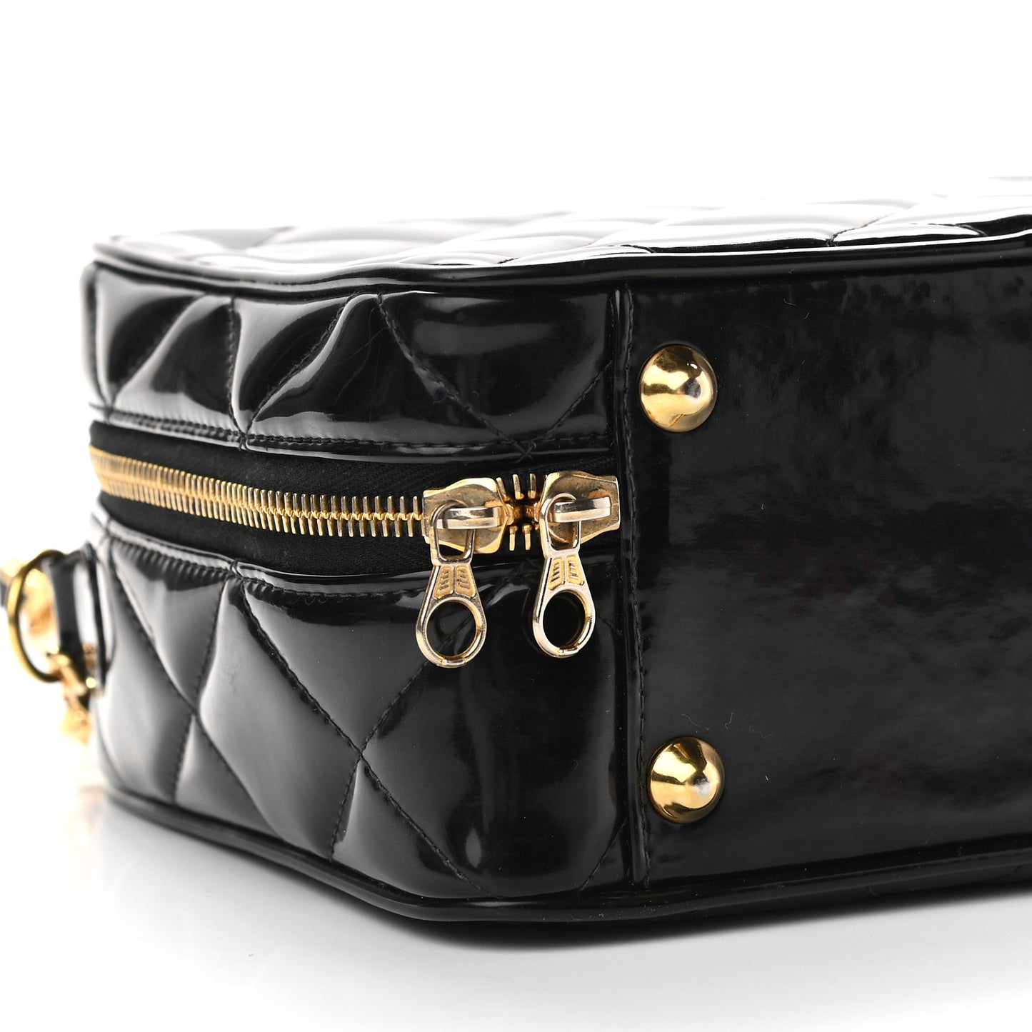 Patent Quilted Vanity Case Black