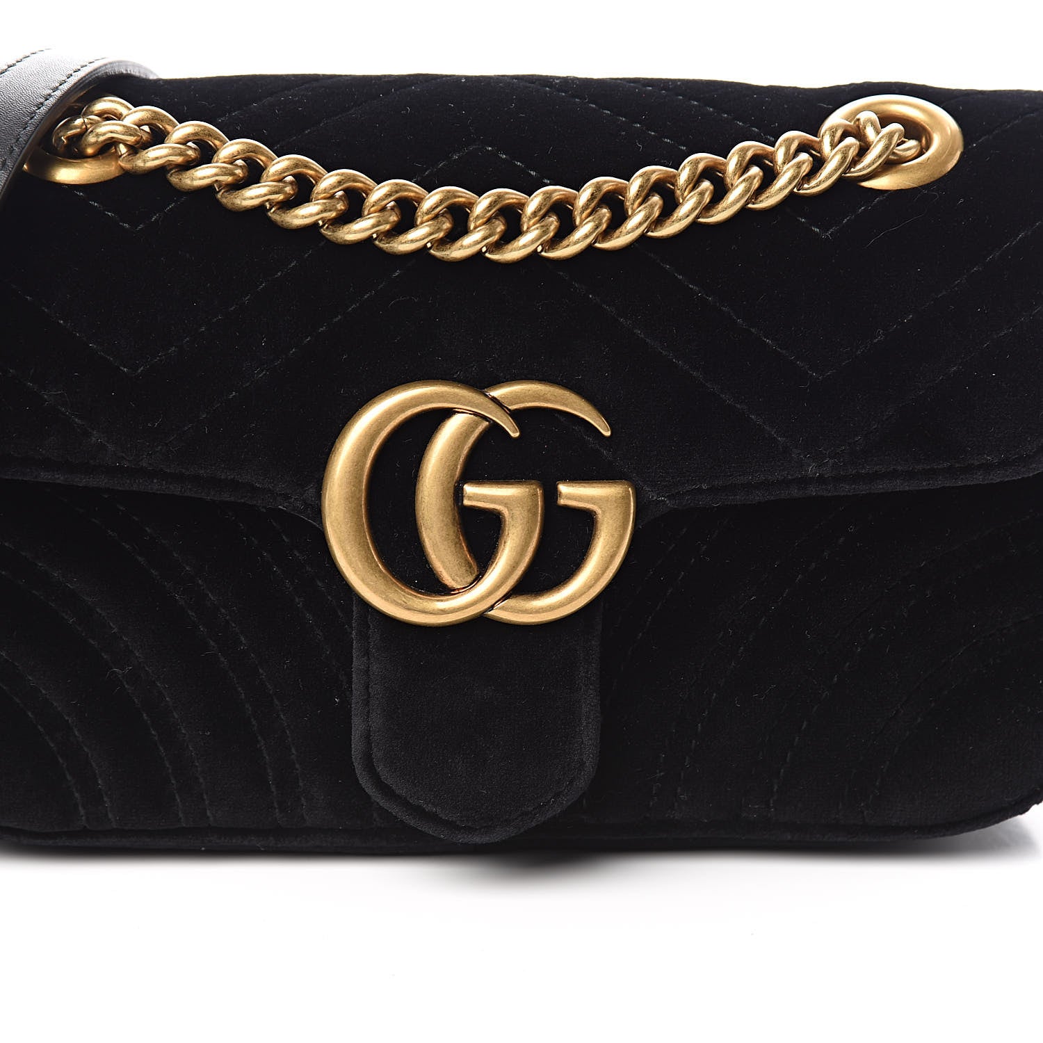 Gucci Velvet Matelasse Mini GG Marmont Shoulder Bag Black 10 of 11