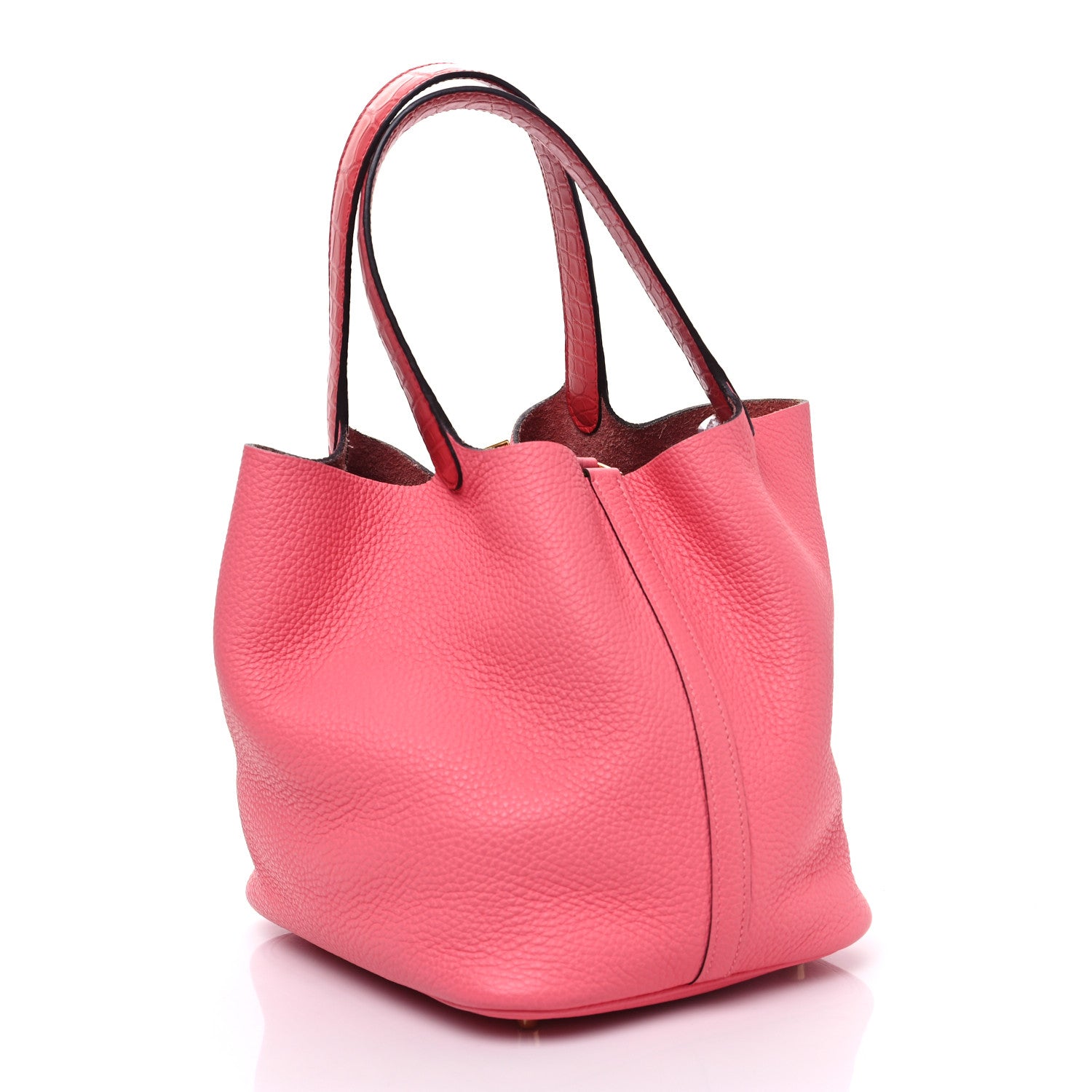 Hermes Taurillon Clemence Matte Alligator Picotin Lock Touch 18 PM Rose Azalee 3 of 9
