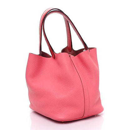 Hermes Taurillon Clemence Matte Alligator Picotin Lock Touch 18 PM Rose Azalee 3 of 9