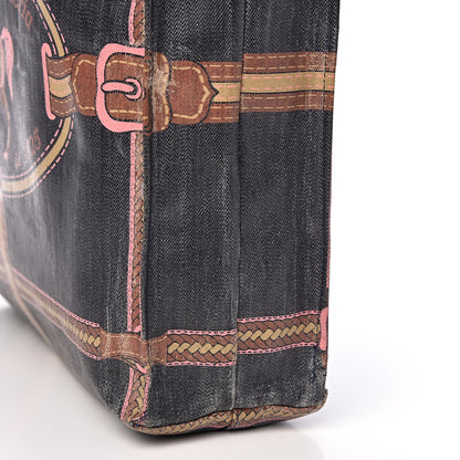 Fendi Coated Canvas Calfskin Romano Selleria Borghese Print Special Shopping Tote Blue Rosa 17 of 22