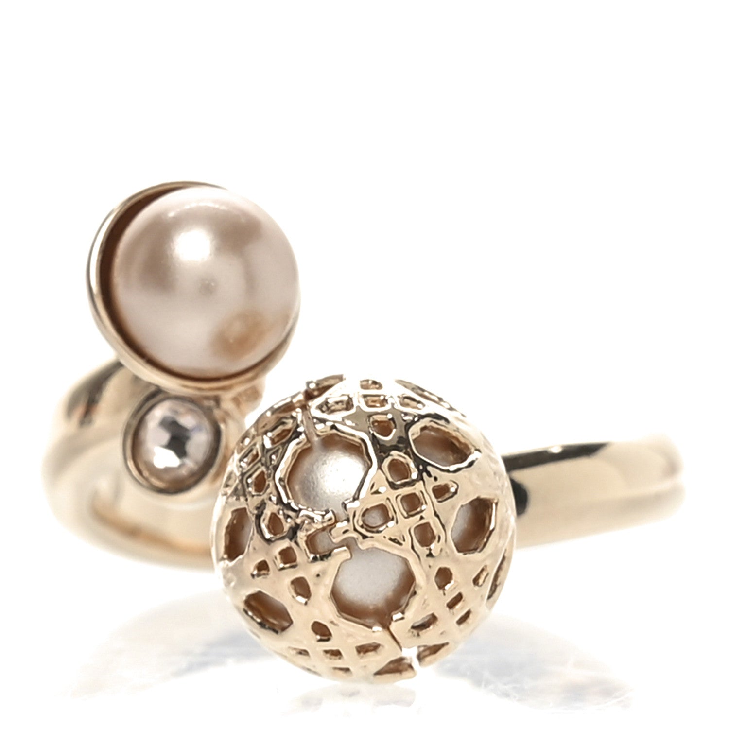Christian Dior Pearl Secret Cannage Ring 52 6 Rose Gold 1 of 4