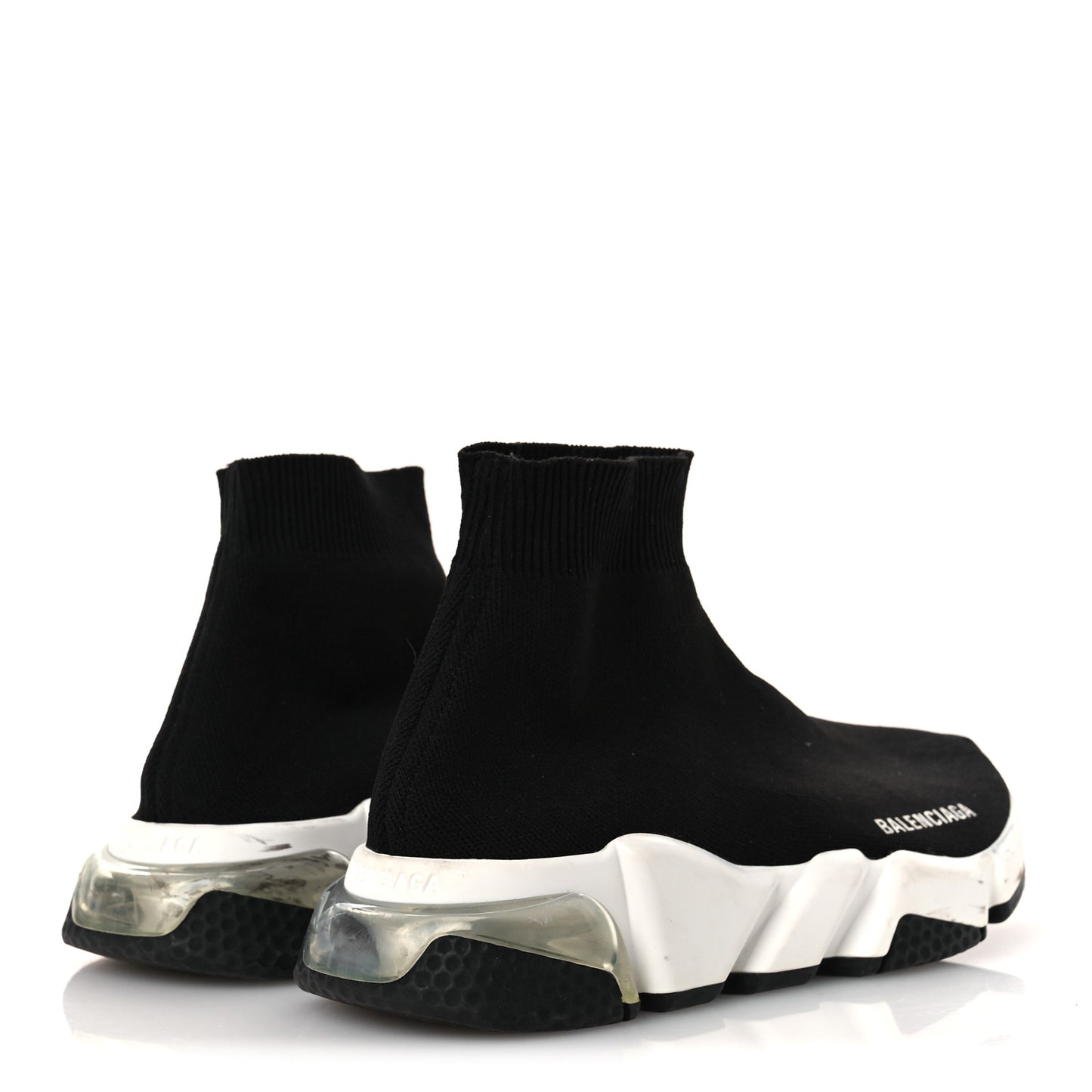 Neoprene Knit Womens Speed Clear Sole Sneakers 37 Black White