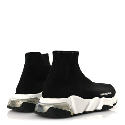 Balenciaga Neoprene Knit Womens Speed Clear Sole Sneakers 37 Black White 5 of 13