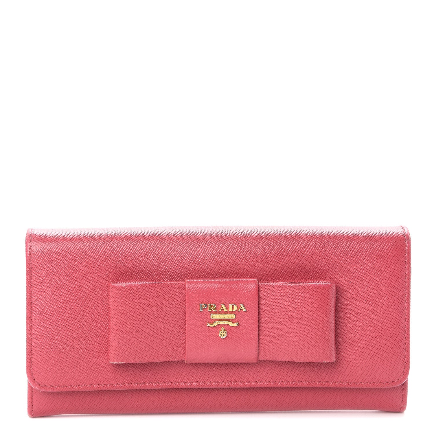 Prada Saffiano Fiocco Bow Continental Wallet Peonia 1 of 5