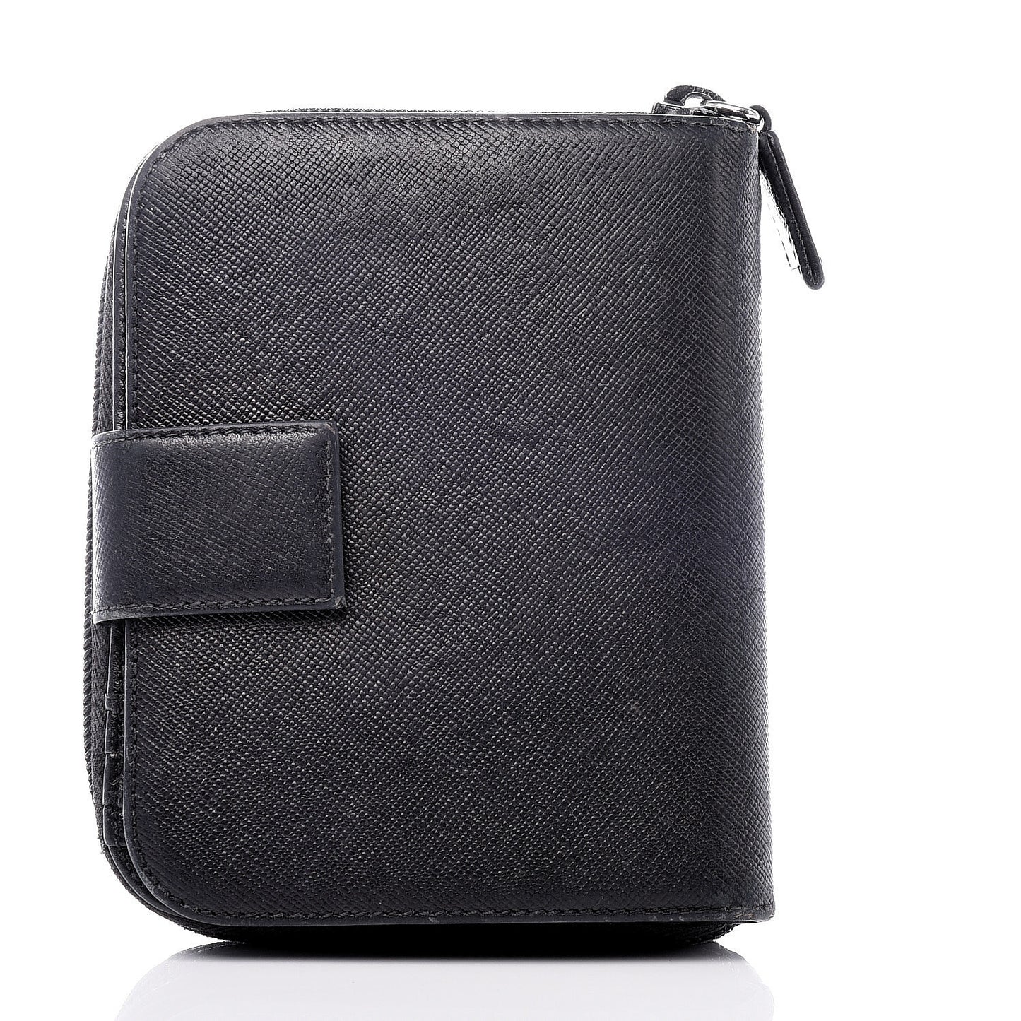 Saffiano Compact Zip Around Wallet Black