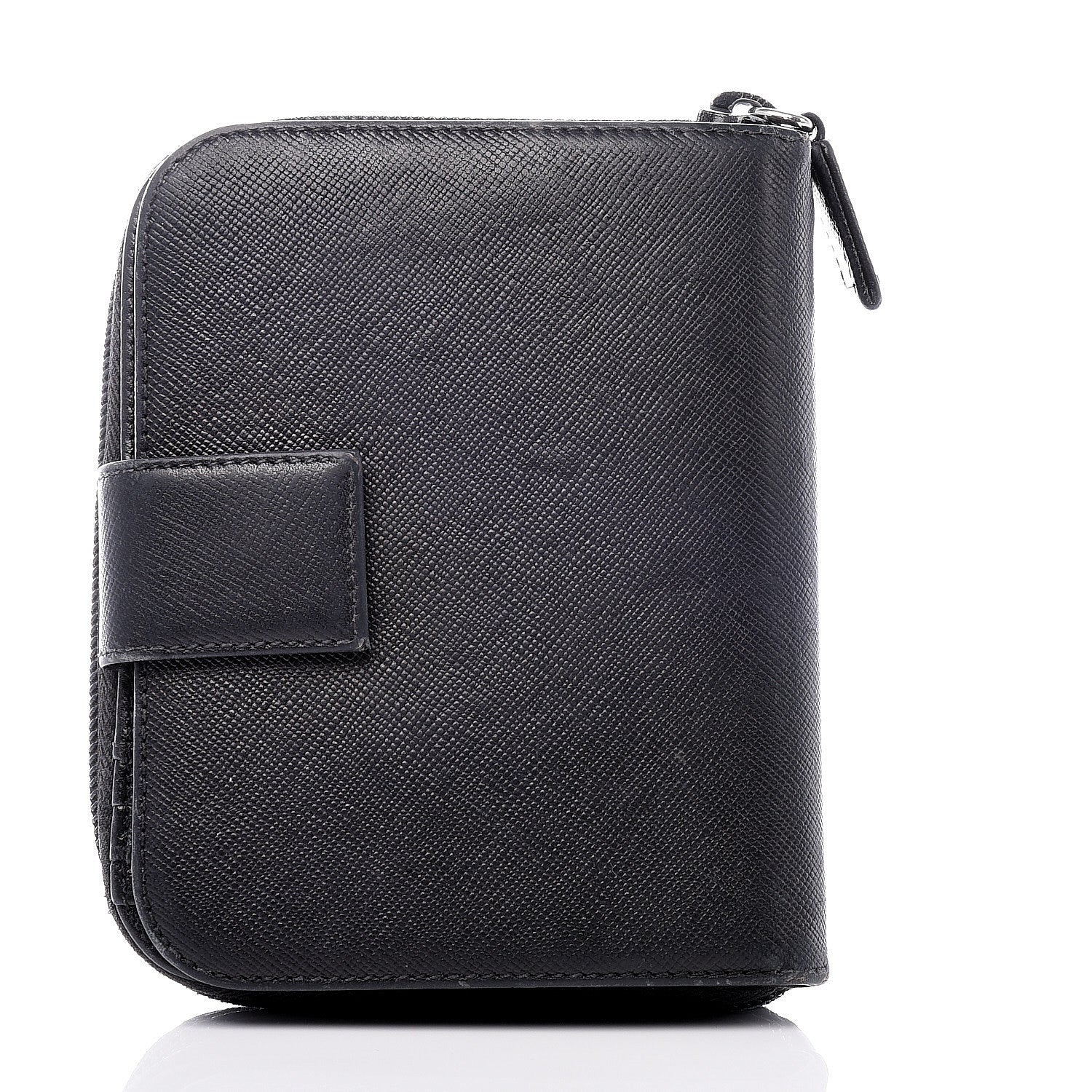 Prada Saffiano Compact Zip Around Wallet Black 13 of 14