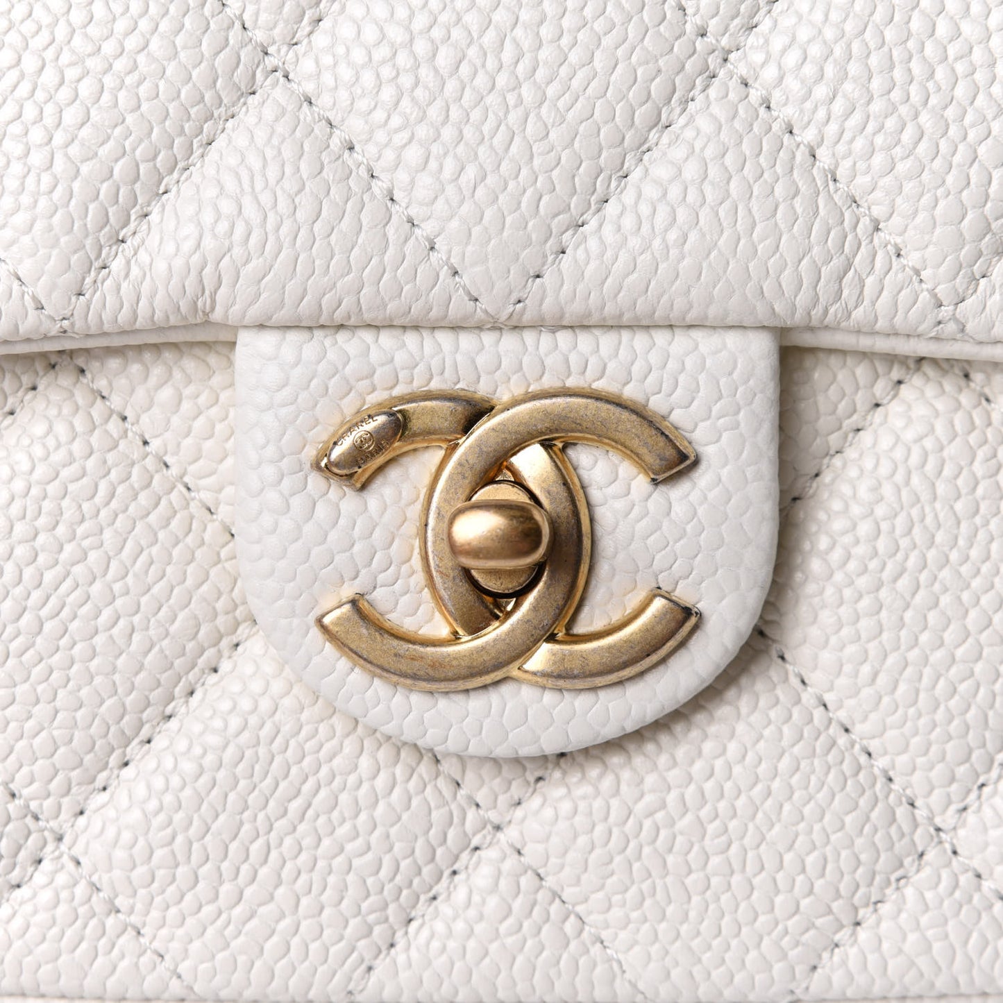 Caviar Quilted Mini Chain Soul Flap White