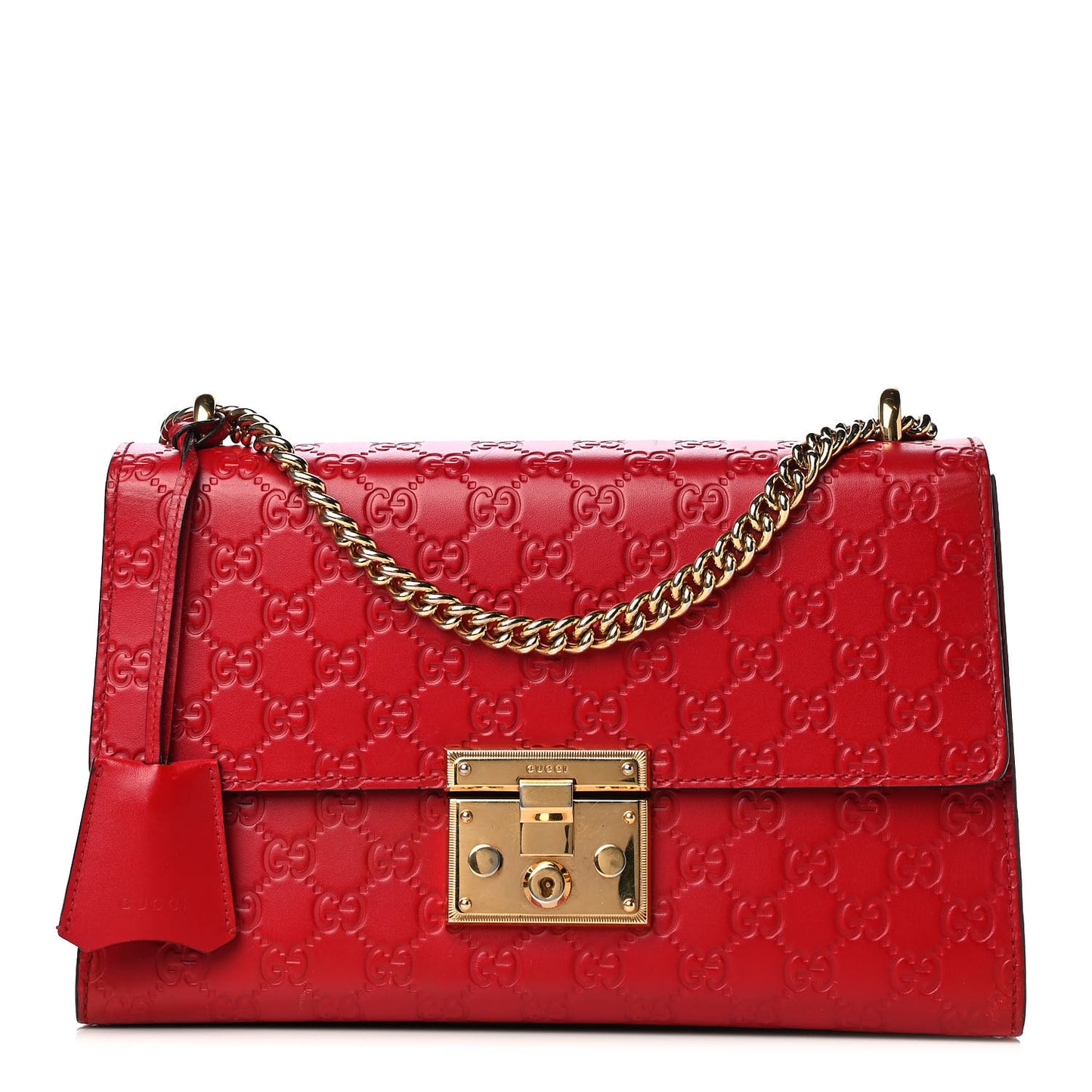 Guccissima Medium Padlock Shoulder Bag Hibiscus Red