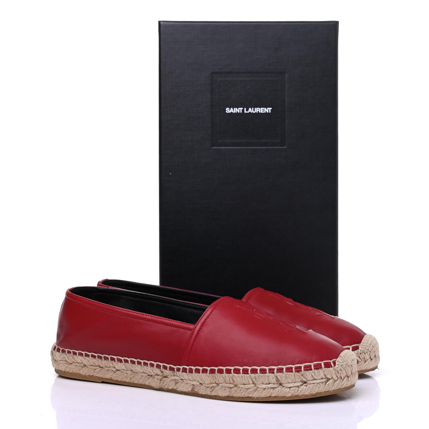 Saint Laurent Lambskin Monogram Espadrilles 38.5 Red 16 of 16