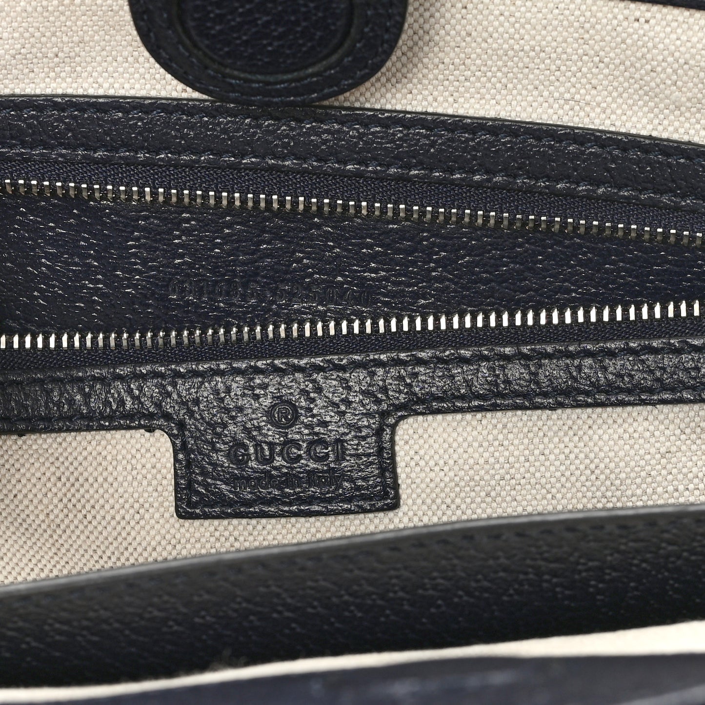 GG Supreme Monogram Textured Calfskin Web Medium Ophidia Shopping Tote Beige Blue