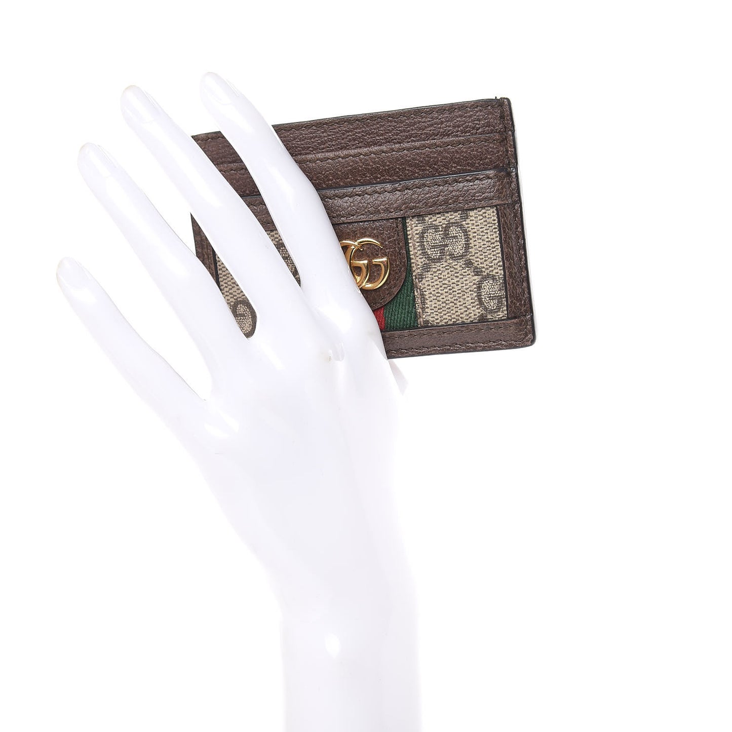 GG Supreme Monogram Ophidia Card Holder Brown