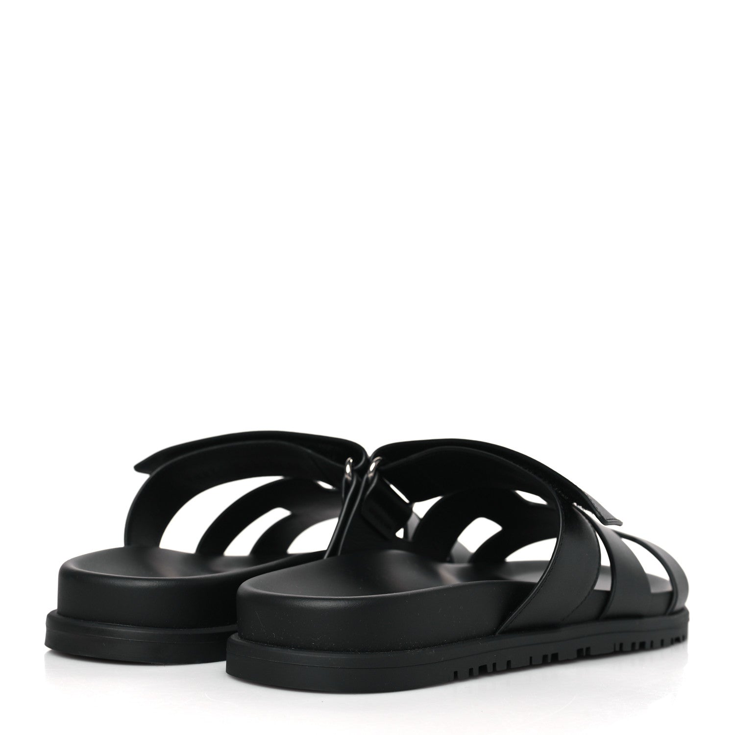 Hermes Calfskin Womens Chypre Sandals 38.5 Black 4 of 9