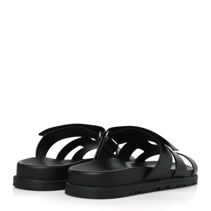 Hermes Calfskin Womens Chypre Sandals 38.5 Black 4 of 9