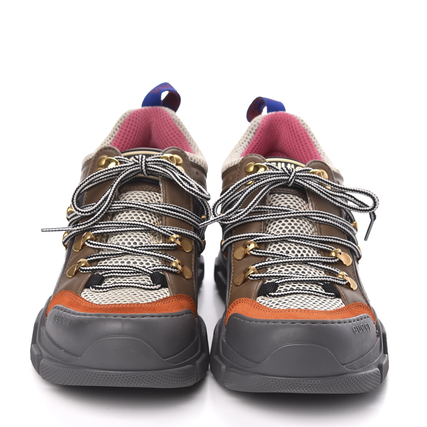 Gucci X SEGA Mesh Canvas Calfskin Womens Flashtrek Sneakers 37 White Box Pink Ardesia Loess 2 of 8