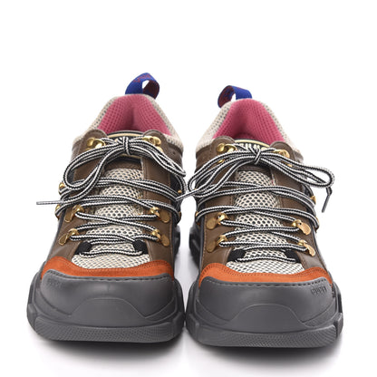 Gucci X SEGA Mesh Canvas Calfskin Womens Flashtrek Sneakers 37 White Box Pink Ardesia Loess 2 of 8