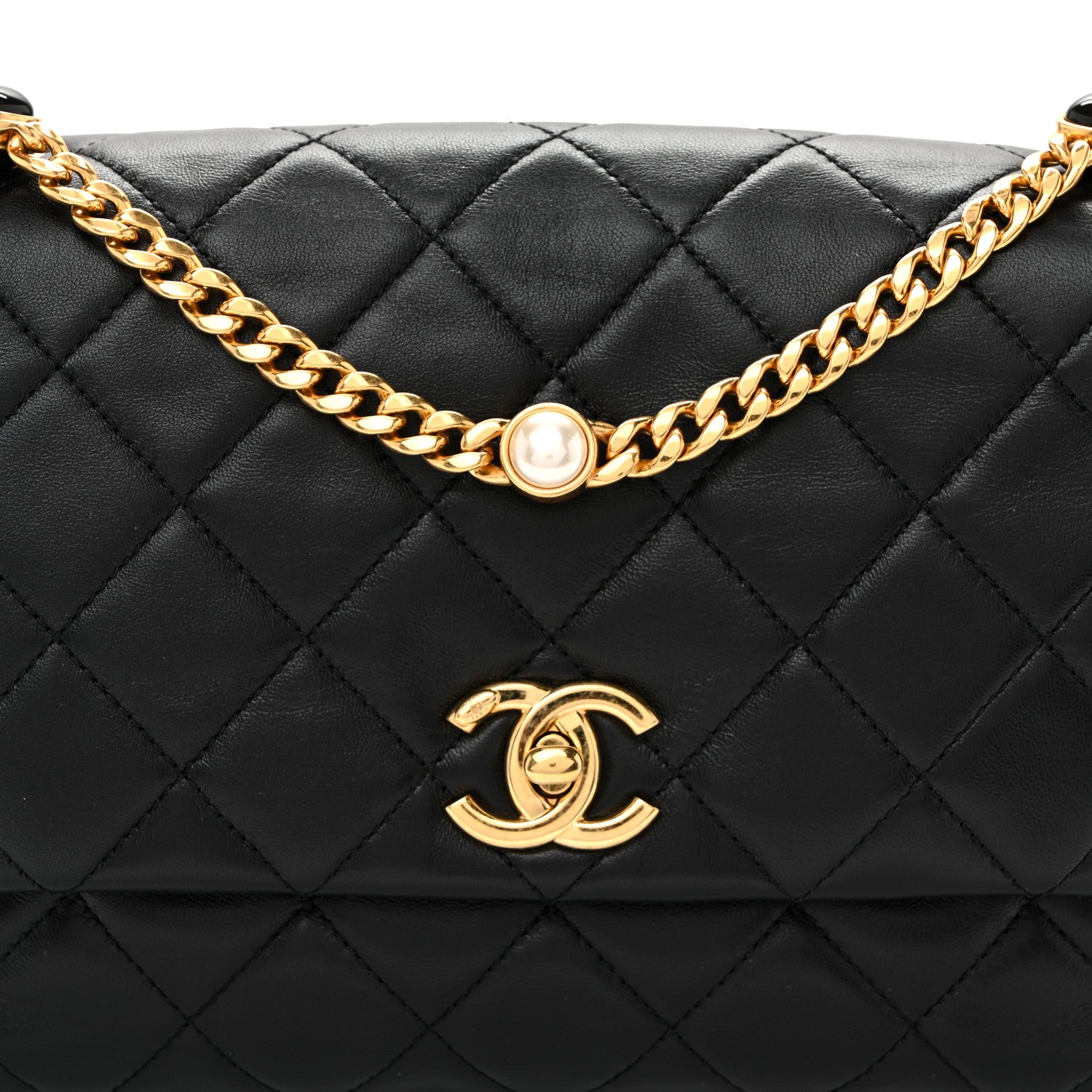 Chanel Lambskin Resin Pearl Quilted Flap Black 8 of 10