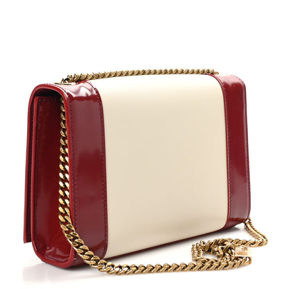 Saint Laurent Nappa Patent Calfskin Two-Toned Small Monogram Kate Satchel Off White Oxblood Red 3 of 9