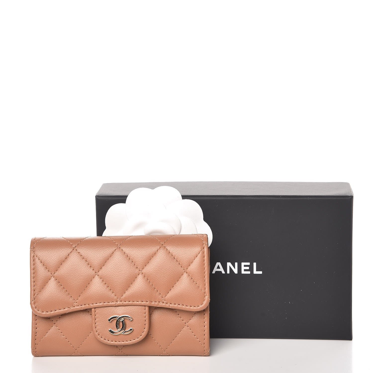 Chanel Lambskin Quilted Flap Card Holder Beige 9 of 9