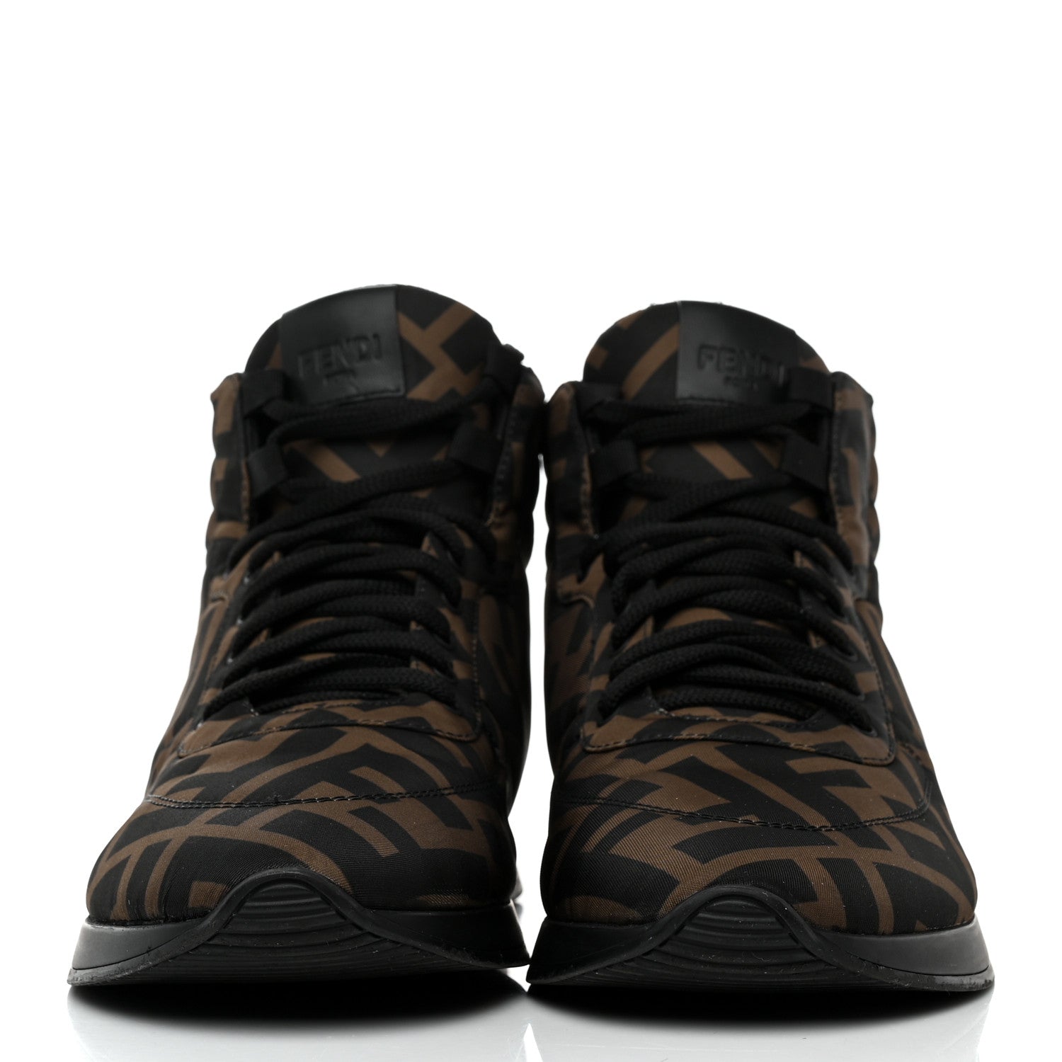 Fendi Nylon FF Reloaded High Top Sneakers 38.5 Tobacco Black 2 of 8