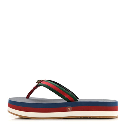 Gucci Canvas Web Platform Lifford Thong Sandals 37 Hibiscus Red 1 of 8