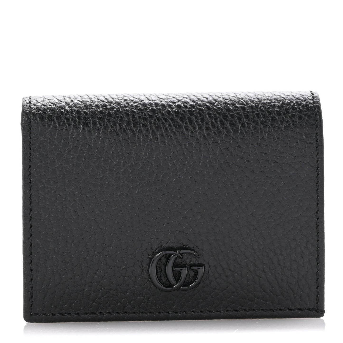 Dollar Calfskin Enamel Monochrome GG Marmont Card Case Black