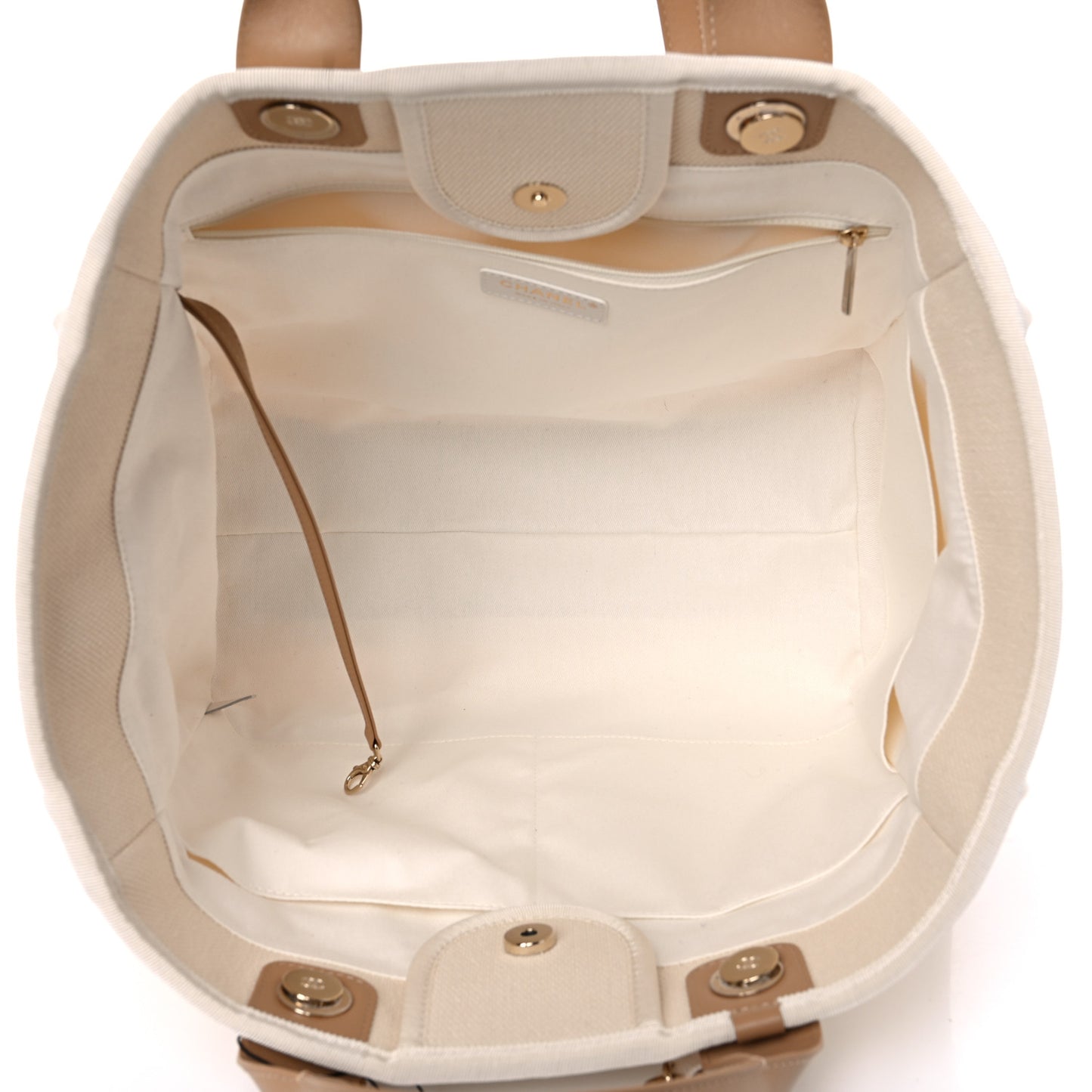 Canvas Pearl Medium Deauville Tote Ecru Beige