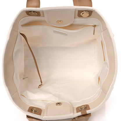Chanel Canvas Pearl Medium Deauville Tote Ecru Beige 5 of 11