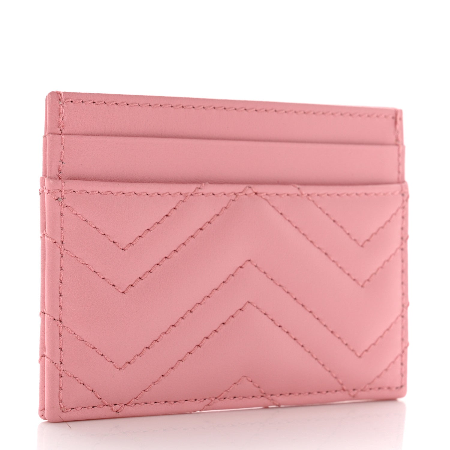 Gucci Calfskin Matelasse GG Marmont Card Holder Wild Rose 3 of 7