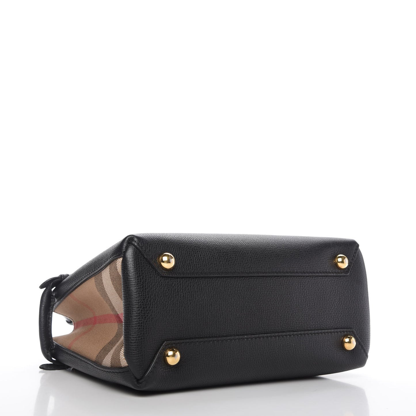 Grainy Calfskin House Check Small Banner Tote Black
