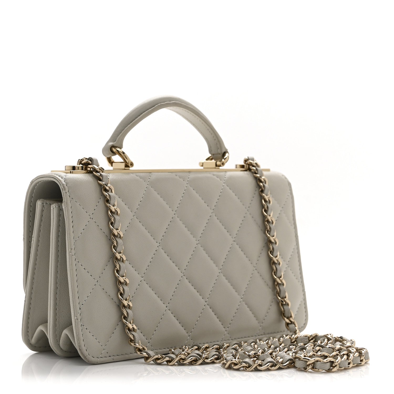 Chanel Lambskin Quilted Trendy CC Dual Handle Clutch With Chain