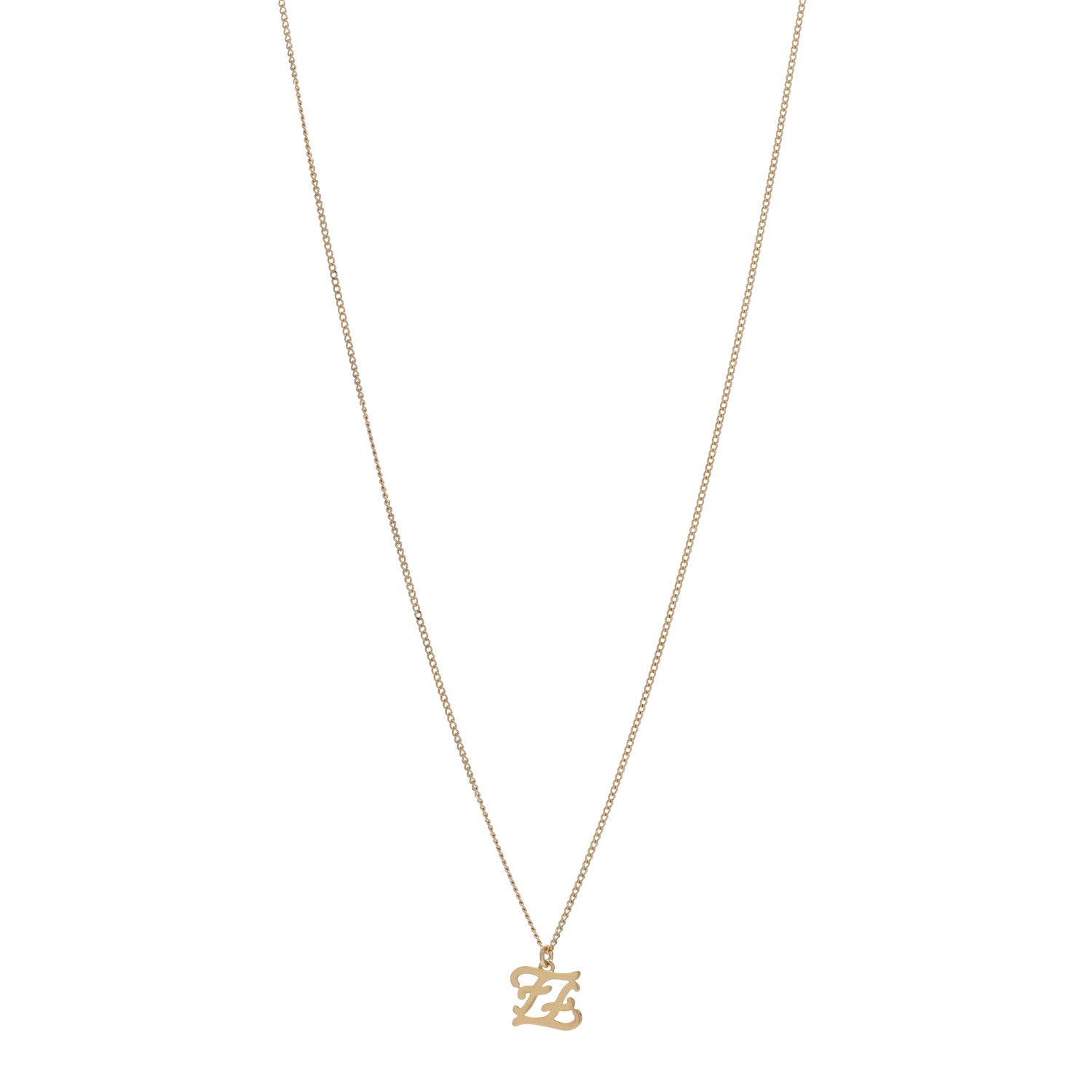 Fendi Metal Karligraphy Necklace Gold 1 of 4